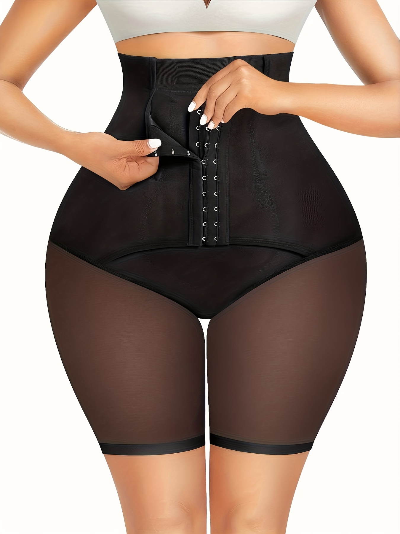 Contrast Lace Shaping Panties Front Buckle Tummy Control - Temu