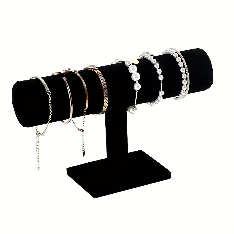 

1pc, Contemporary Jewelry Display Stand, 9.25in Fabric T-bar Bracelet & Watch Holder, Elegant Organizer For Retail Showcase And Home Decor