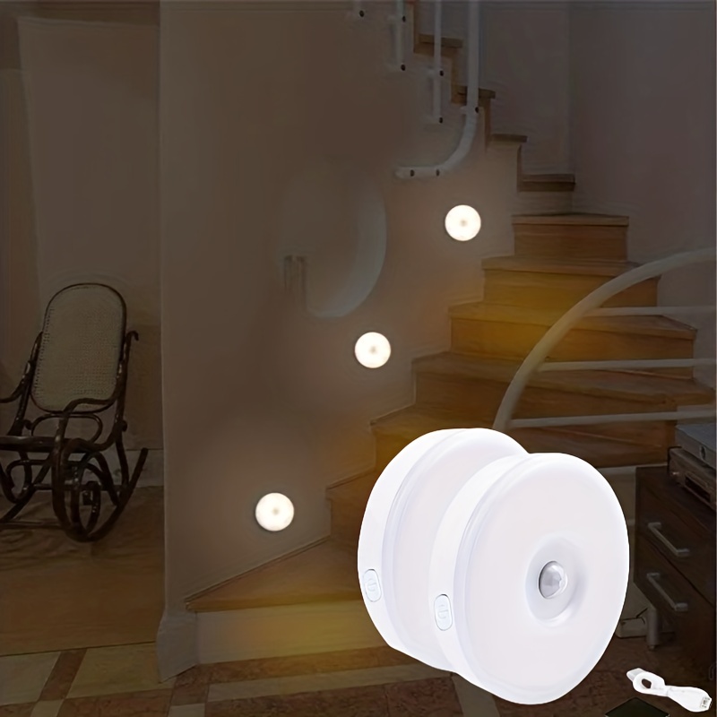 Luz De Paso Con Sensor De Movimiento Recargable Por USB De 1 Pieza, Luz  Nocturna Con Detección Regulable, Adecuada Para Gabinetes, Escaleras,  Dormitor