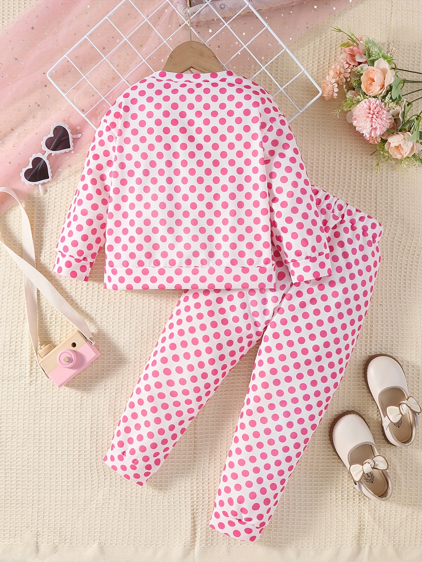 Pyjama en format de licorne multicolore à motif de pois pour fille