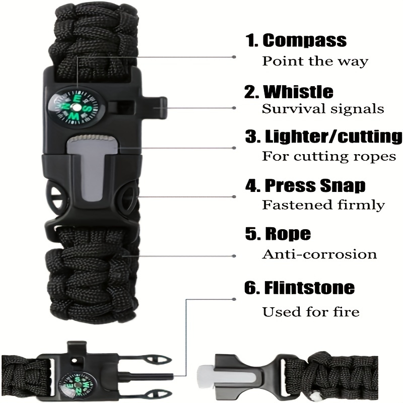 5 in 1 Survival Paracord Bracelet Outdoor Tactical Emergency - Temu