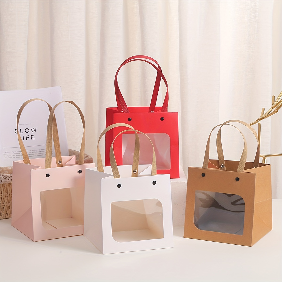 3pcs Paper Bag Tote Bag Gift Bag Clothing Store Gift Bag