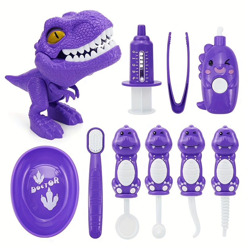 10pcs Dinosaur Brushing Teeth Toys Role Play Set
