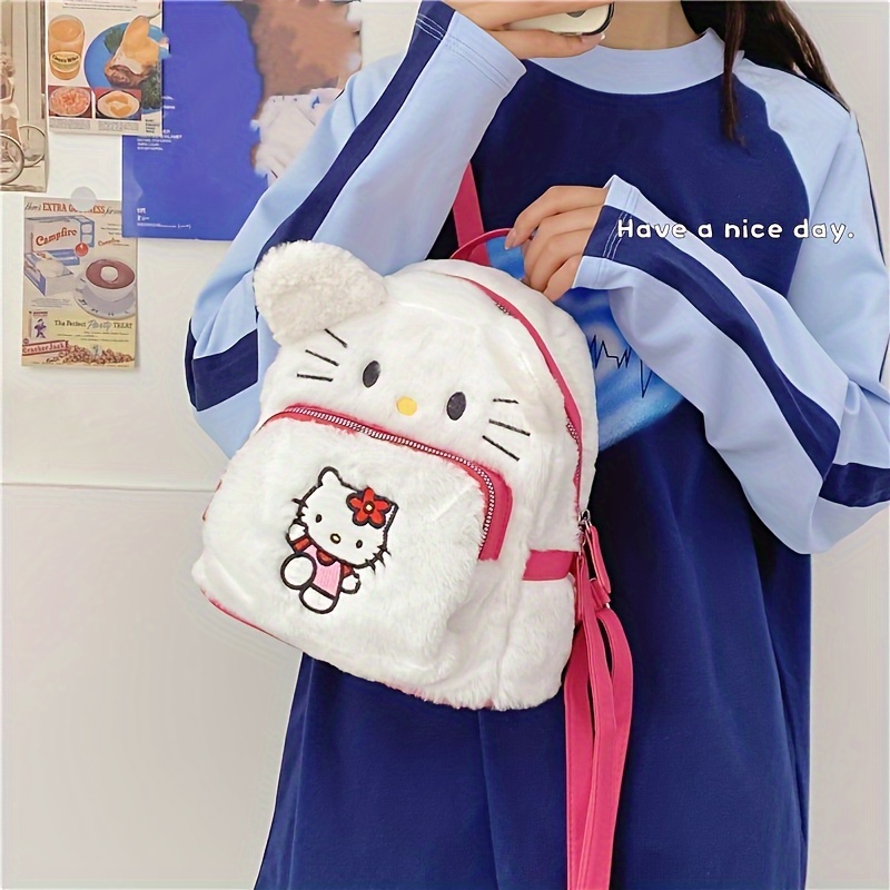 Hello Kitty Kuromi Cute Cartoon Plush Backpack Nueva Mochila - Temu