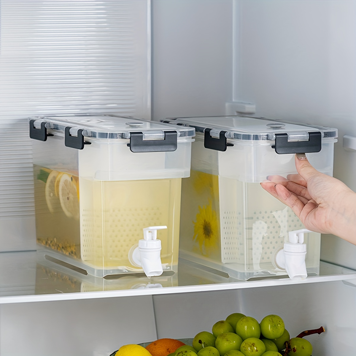 5L Kühlschrank-Getränkespender mit Wasserhahn, Kühlschrankkanne für Küche  und Zu