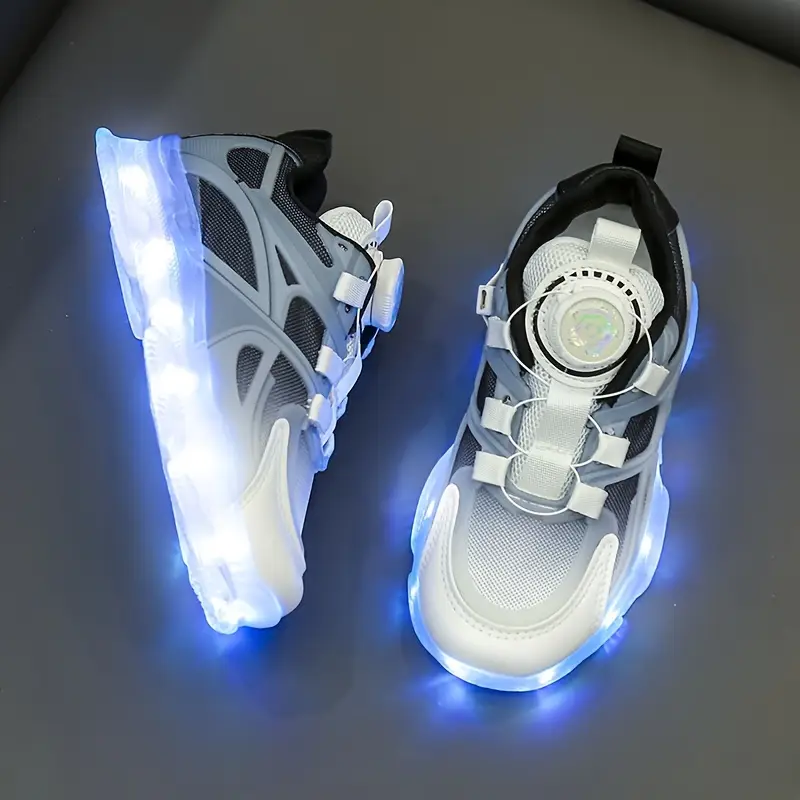 Zapatillas De Moda Para Niñas Con Luz LED Y Hebilla Giratoria, Zapatos Cómodos Y Antideslizantes detalles 4