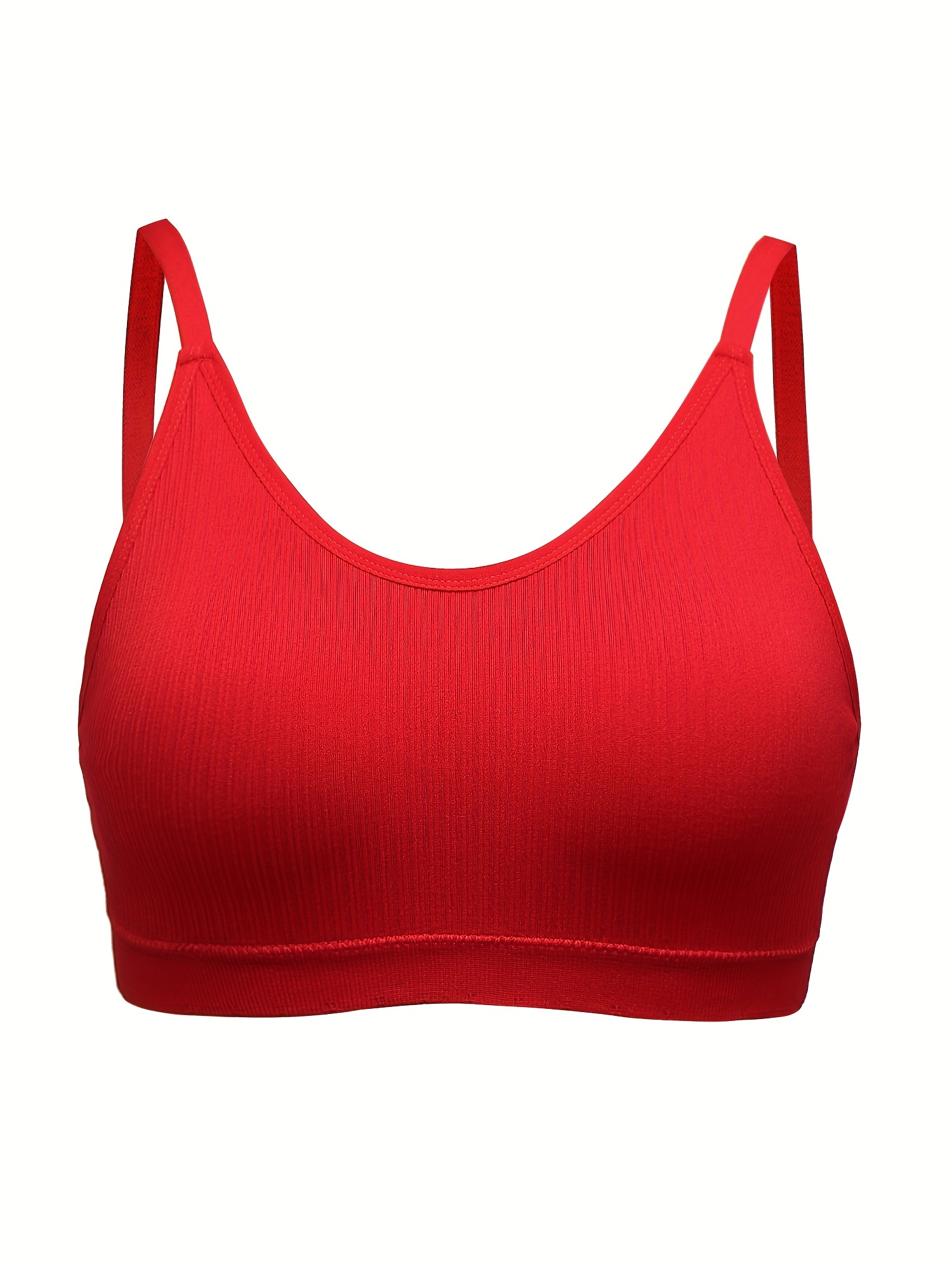Plus Size Sporty Bra Women's Plus Solid Ribbed Breathable - Temu
