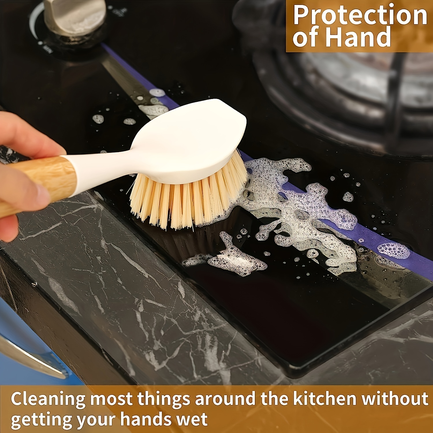 Long Handle Dishwashing Brush With Suction Cup For Kitchen - Temu