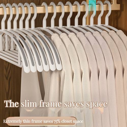 10pcs Non-marking Hanger Household Clothes Can't Afford Bags And No Deformation Clothes Rack Drying Clothes Non-slip Anti-shoulder Angle Wardrobe Hanging Hanger