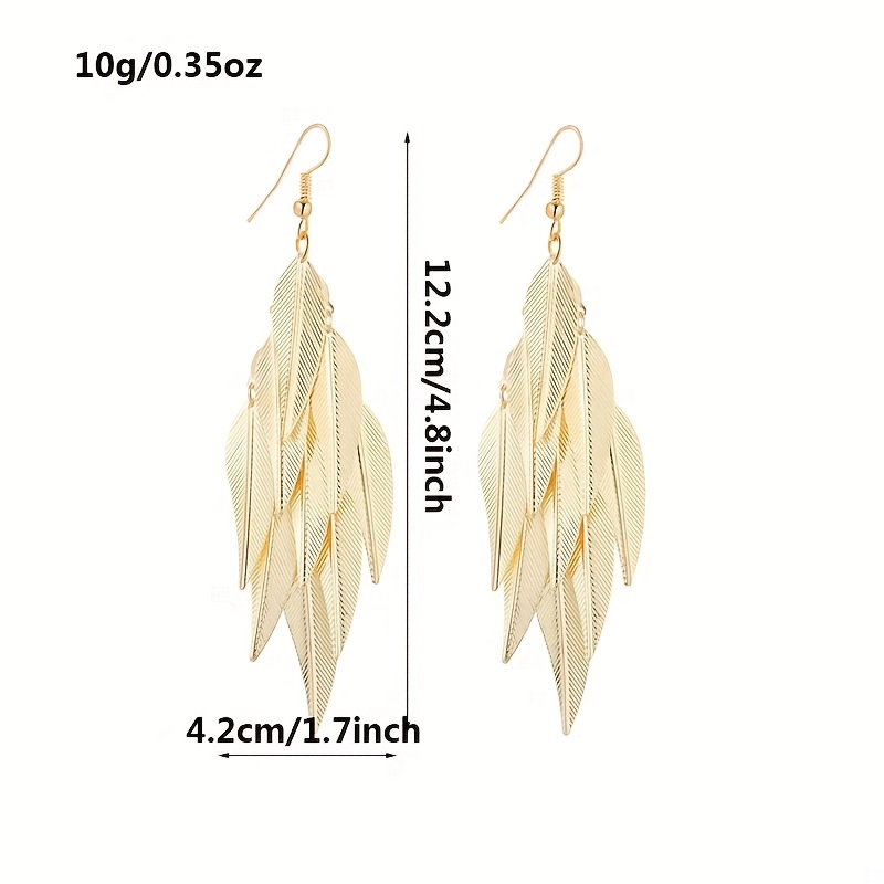 Retro Palace Willow Leaf Earrings Baroque Long Earrings