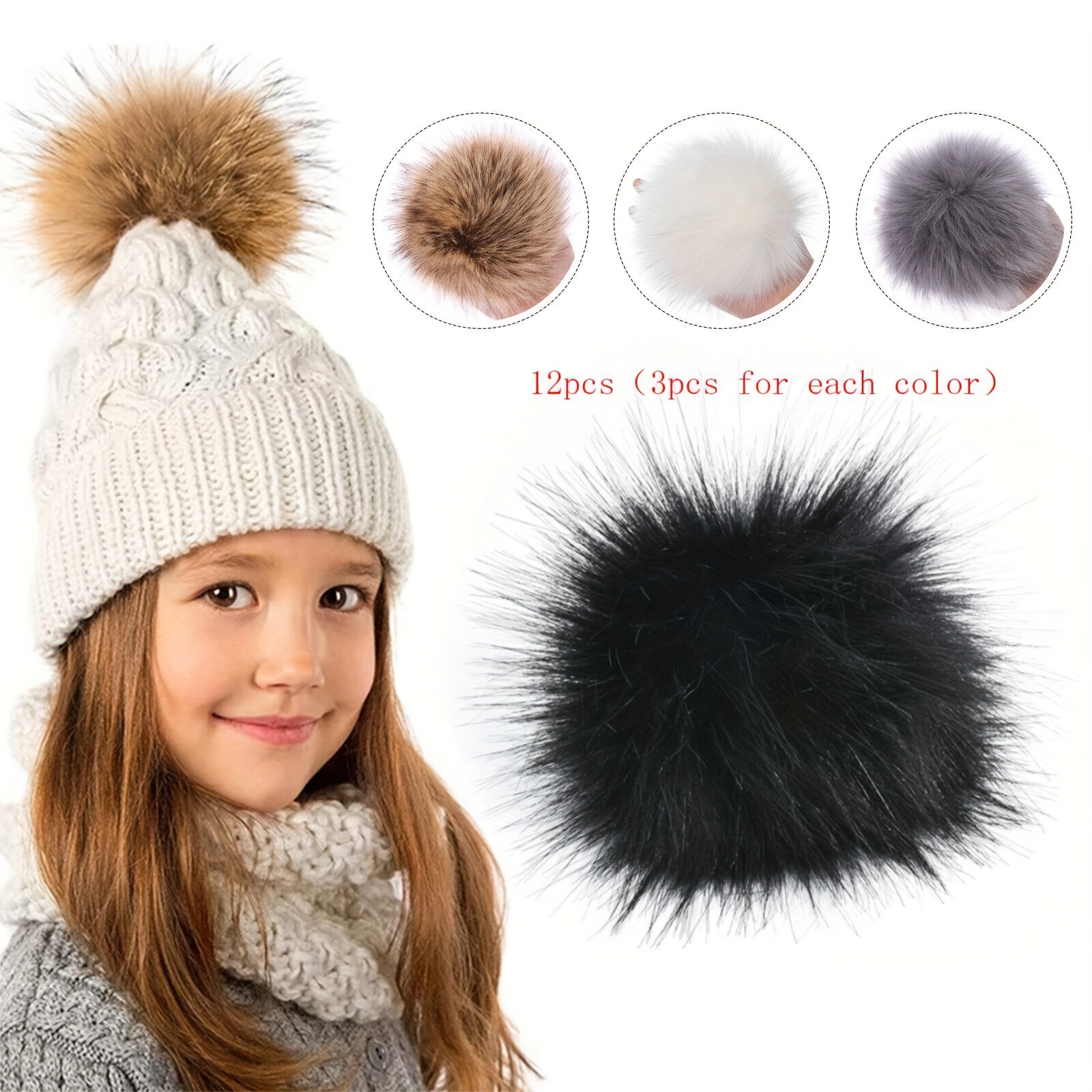 Imitation Faux Fur Pom Poms For Beanies Three Colors Diy Hat Accessories  Beanie Decorations For Women Girls - Temu United Arab Emirates