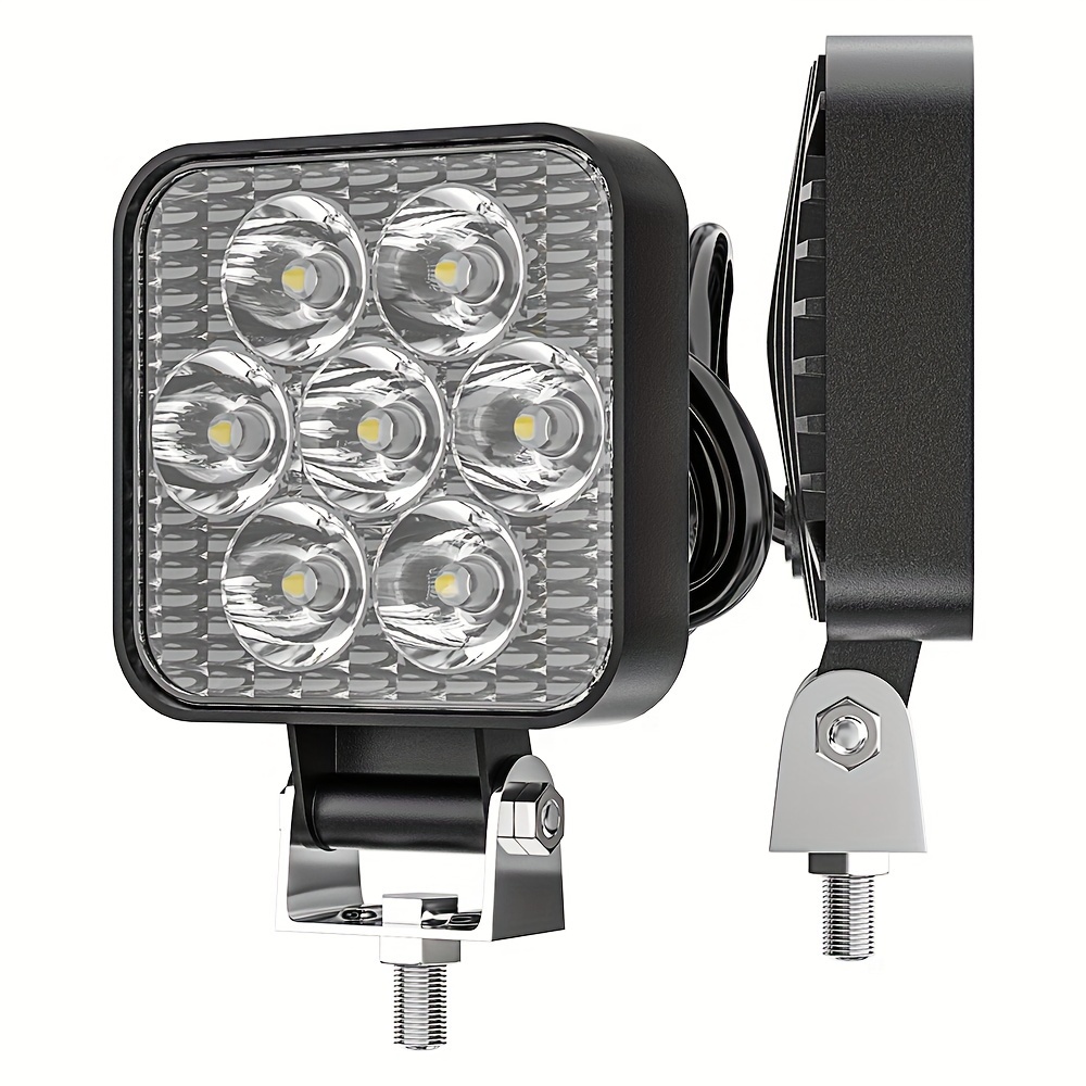 2pcs12-24V 7LED Mini Square LED Work Light, Off Road Auxiliary Light,  Modified Headlights Spotlights Flood Spot Lamp For Car, Truck, SUV