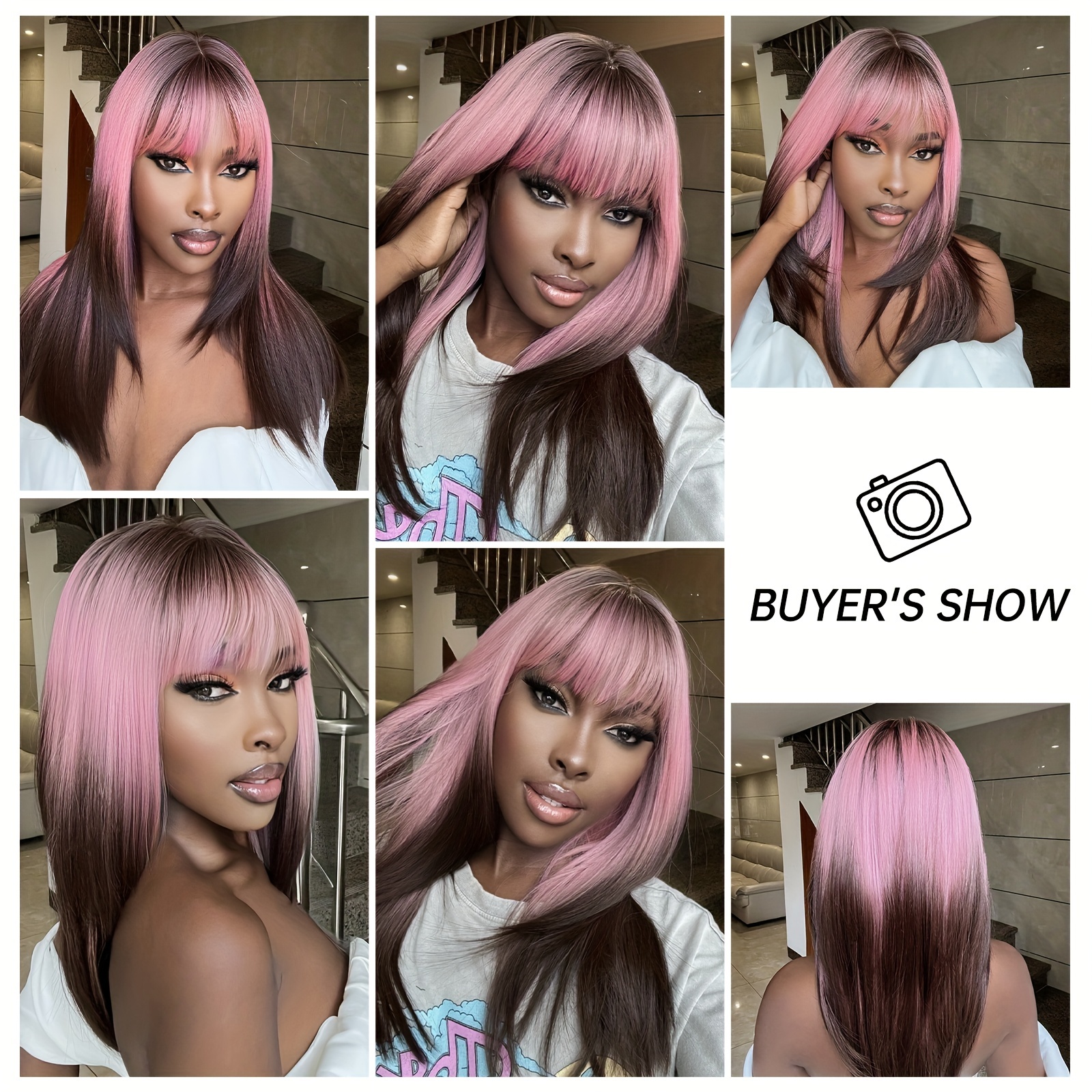 Pink Long Front Simple Sleek Hair