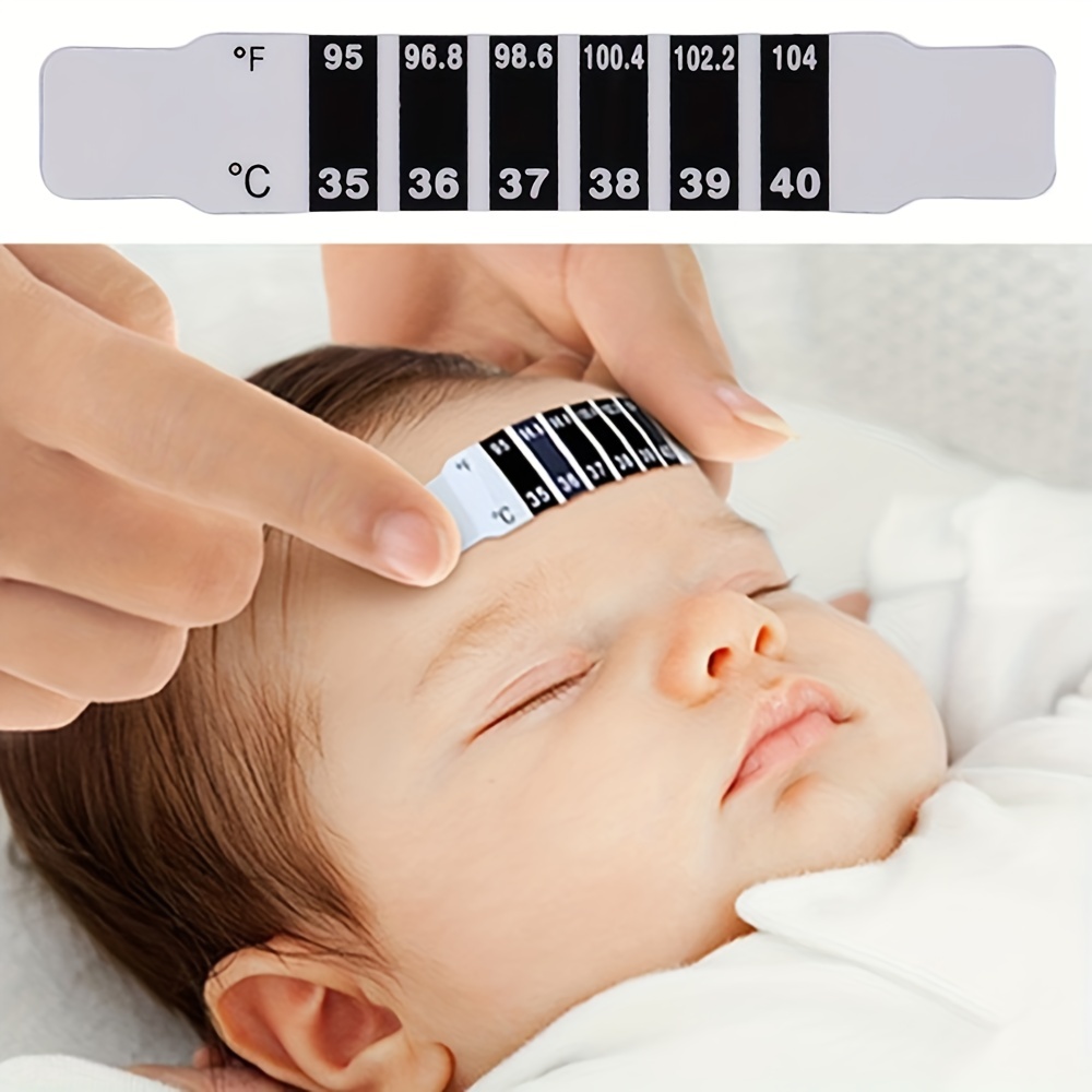 No Hassle, Quick Read Forehead Thermometer Strips 2 Pack. Great for  Checking Fever Temp of Infants, Babies, Toddlers, Kids and Adults. Best  Reusable