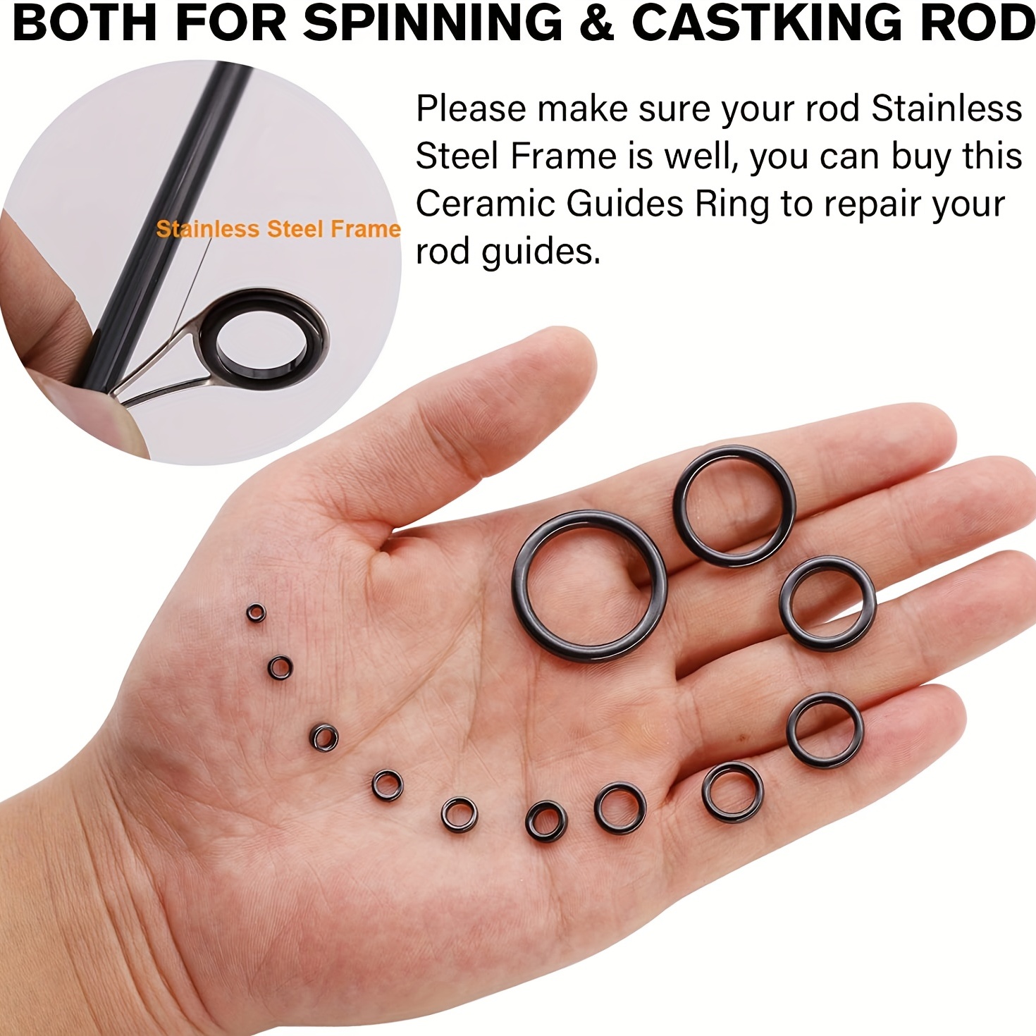 80Pcs Fishing Rod Repair Kits Rings Wear Resistant Ceramic Guide Rings Rod  Eye Fishing Rod Guides Alconite Rings Set : : Sports & Outdoors