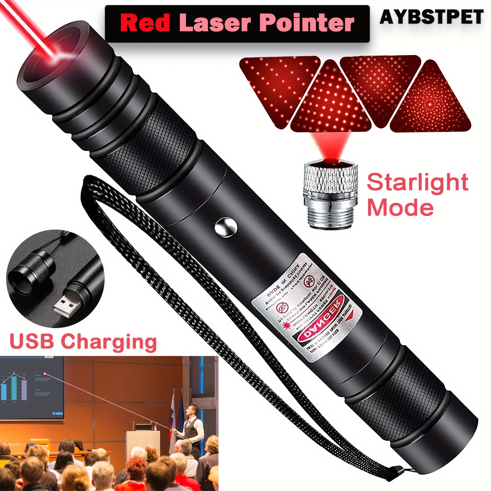 Stylo laser stylo pointeur laser puissant usb stylo pointeur laser  rechargeable mise au point réglable laser lumière verte