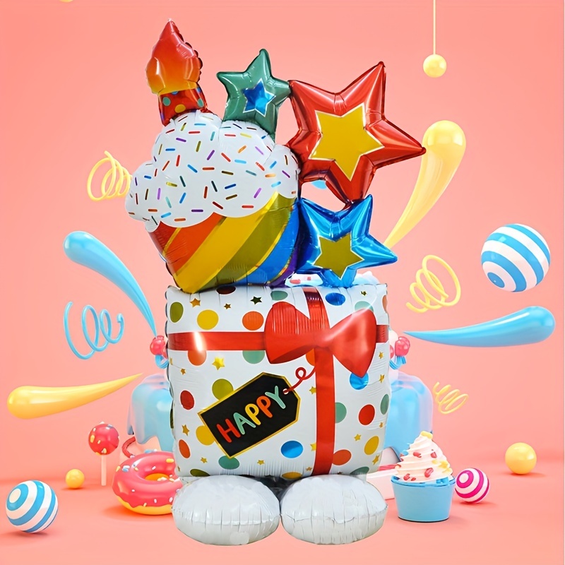 22 Cm 3D Birthday Aluminum Foil Balloon with Base