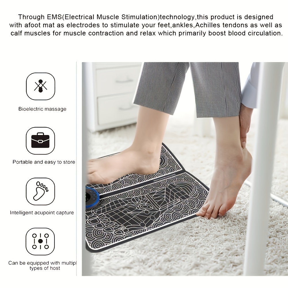 19 Level EMS Electric Foot Massager Pad Blood Circulation Muscle Stimulator