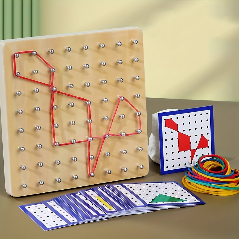 Wooden Geoboard Montessori Toys for Kids, Graphical Mathematical  Educational Toy With 30 Pattern Cards and 40 Rubber Bands, STEM Kids Toys 