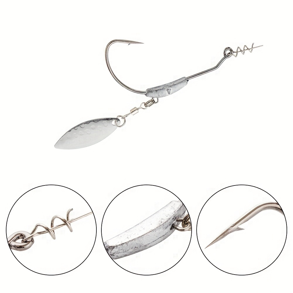 Weighted Offset Fishing Hooks Spoon Sequins Perfect Texas - Temu