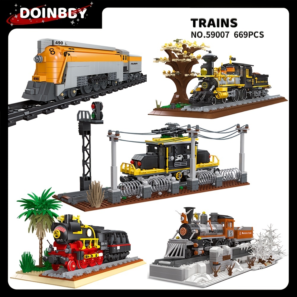 Steam Train Track Railway Express Building Blocks Model Toys - Temu