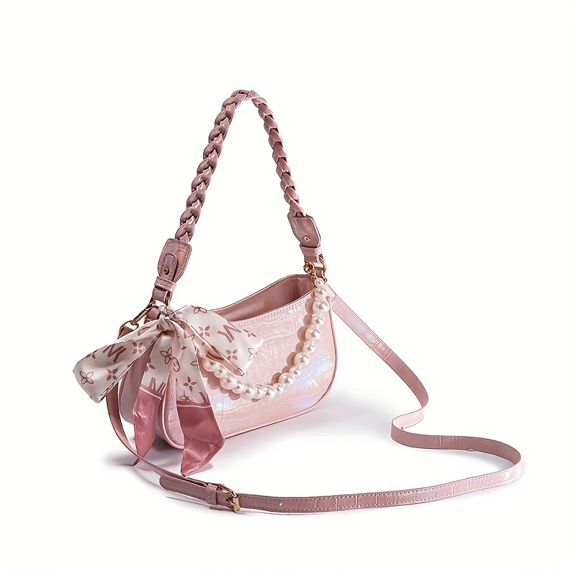 Dior, Bags, Pink Christian Dior Beauty Bag With Faux Pearl Handle  Crossbody Handle