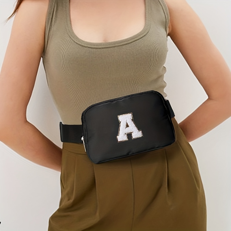  Fashion street style badge nylon waist bag small chest fanny  pack crossbody bag shoulder bag for women men (Black) : Sports & Outdoors