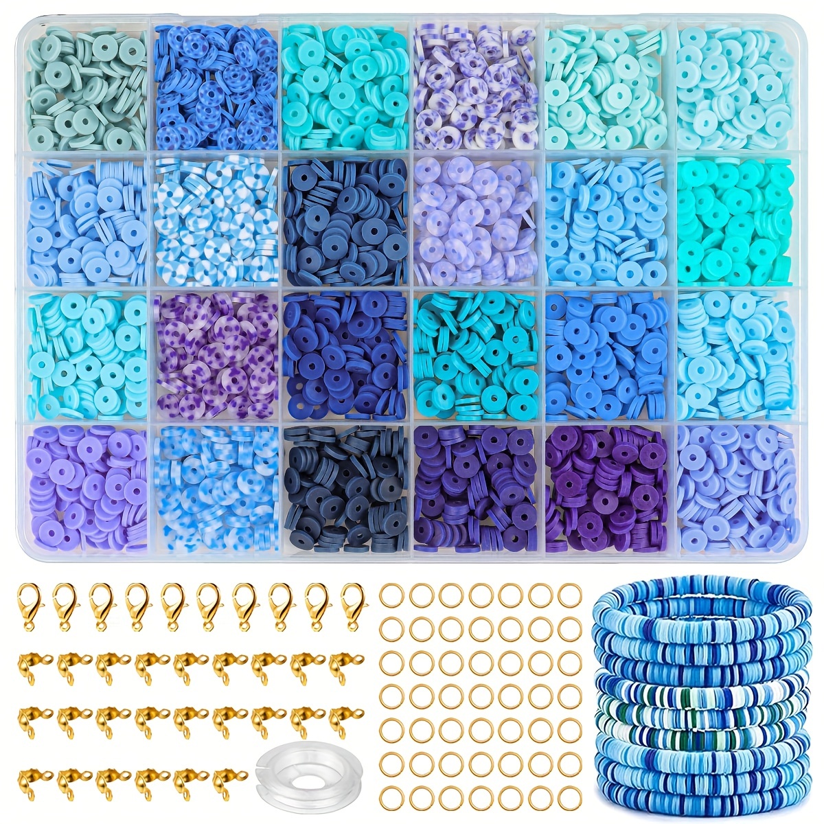 Clay Beads Bracelet Making Kit With Mermaid Beads, Flat Round Polymer Clay  Beads Jewelry Making Kit For Teens Girls 8-18 With Charms And Elastic