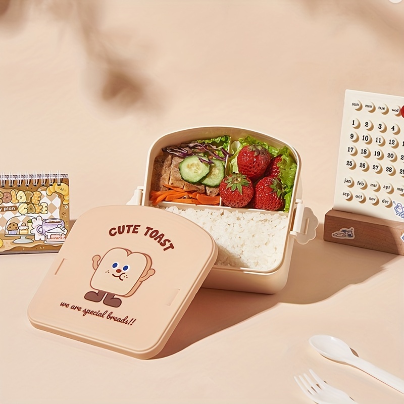 Divided Compartment Portable Lunch Box, Microwave Oven Heating Bento Box,  Oval Cute Cartoon Plastic Lunch Box, Microwave Safe, Rectangle Box,  Leakproof Food Container, For Students,boys,girls And Adults At  School,canteen, Home Kitchen Supplies 