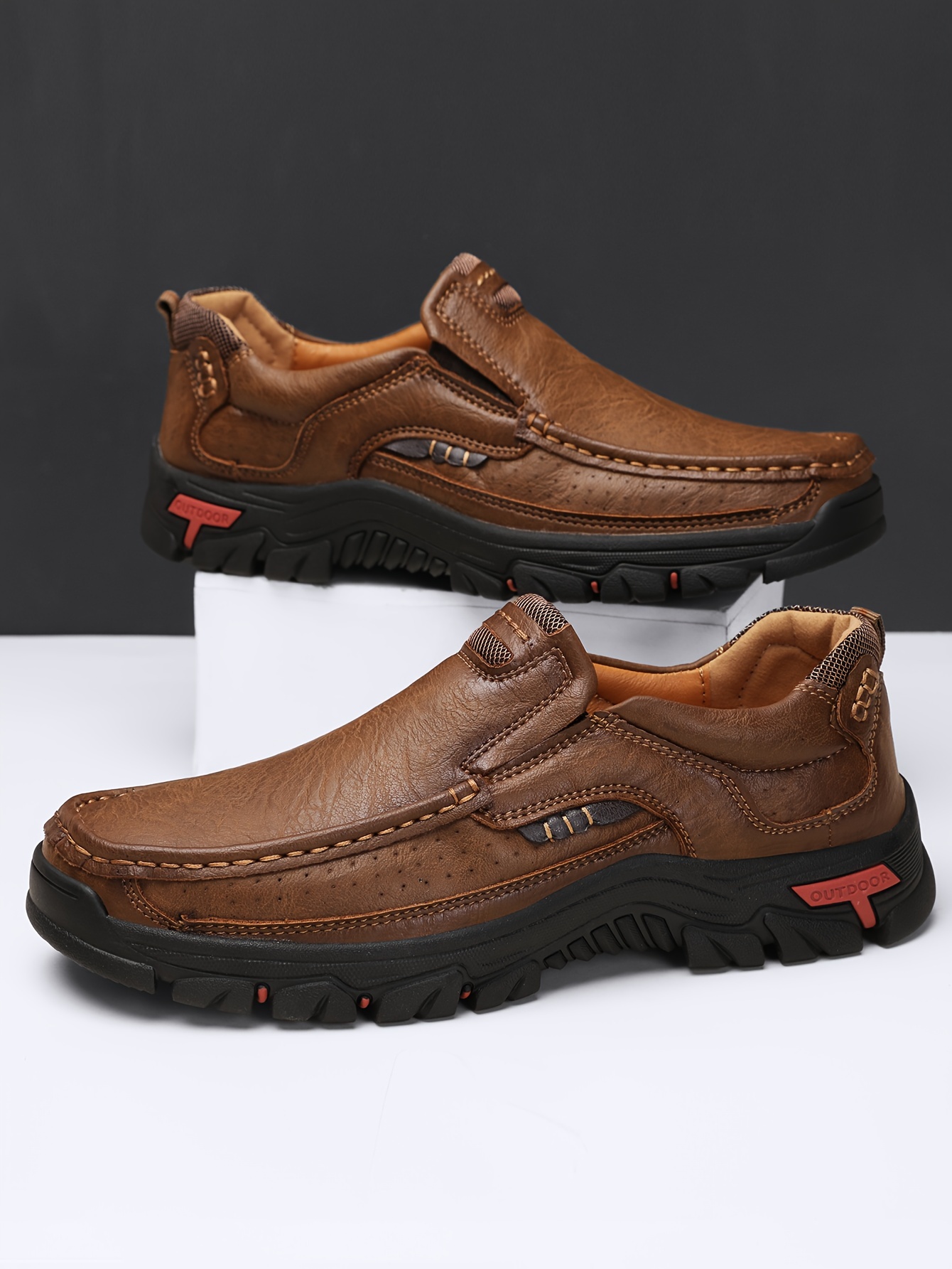 Mens Fashion Stitching Loafers Anti Skid Wear Resistant Slip On Shoes ...