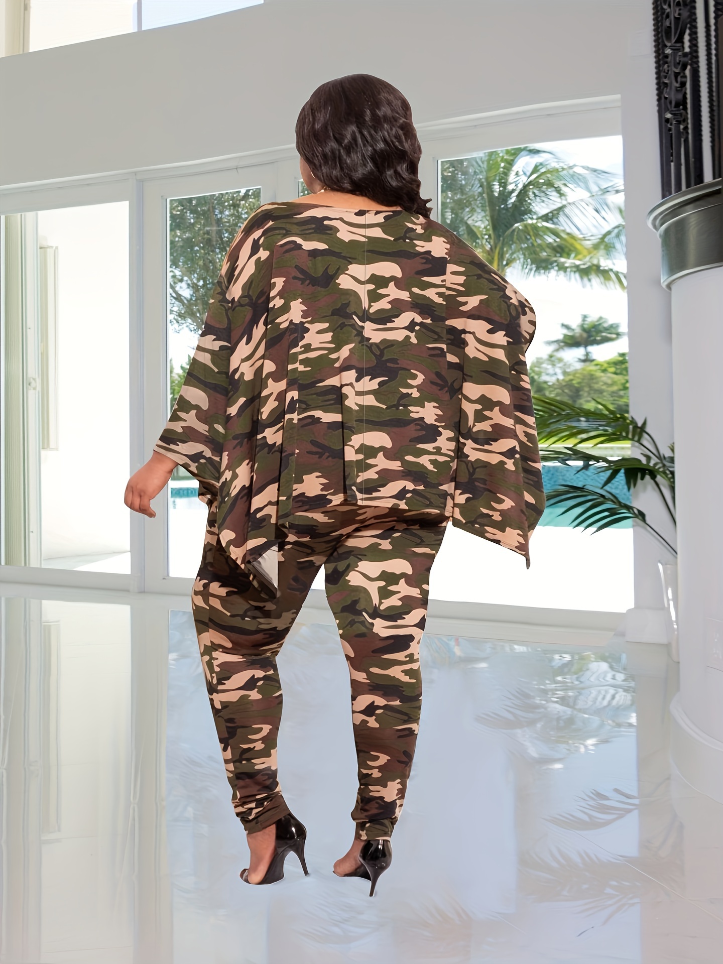 Leopard Print Bat Sleeve 2 Piece Set