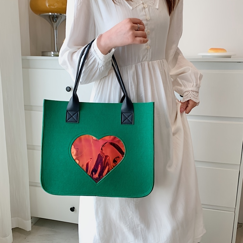 Green Heart Large Tote Bag