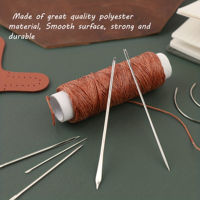  Pnytty Hilo de coser encerado para tapicería de cuero, hilos de  nailon de 110 yardas con 7 agujas de coser de cuero, perfecto para  alfombras, lienzo, tapicería y cuero (gris/caqui) 