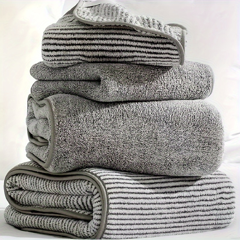 

4pcs Coral Fleece Towel Set, Household Simple Plain Towel, Soft Hand Towel Bath Towel, Absorbent Towels For Bathroom, 2 Bath Towel & 2 Hand Towel, Bathroom Supplies