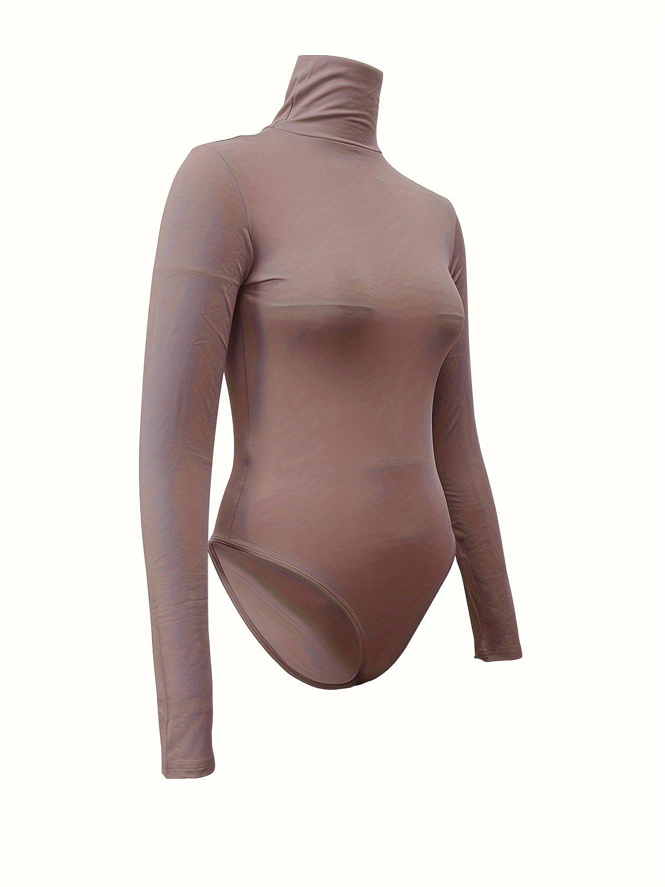 Women Long Sleeves Mesh See Through Jumpsuit Bodysuit Top Sexy Leotard Sheer  Turtleneck Bodysuit Top, Apricot, Small : : Clothing, Shoes &  Accessories