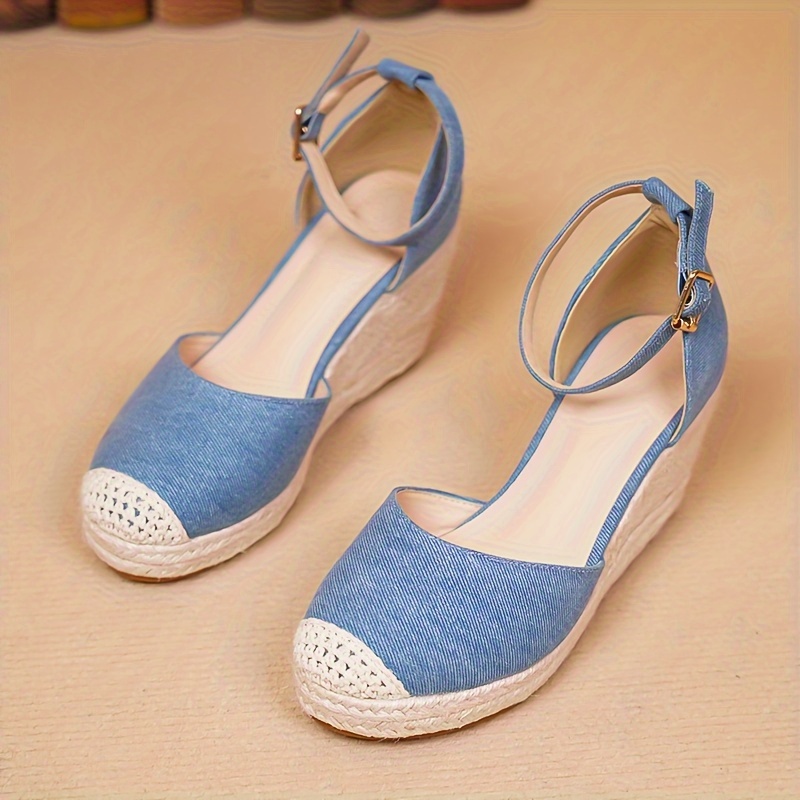 Sandali Espadrillas Sandali Con Zeppa Azzurri Sandali Azzurri Con