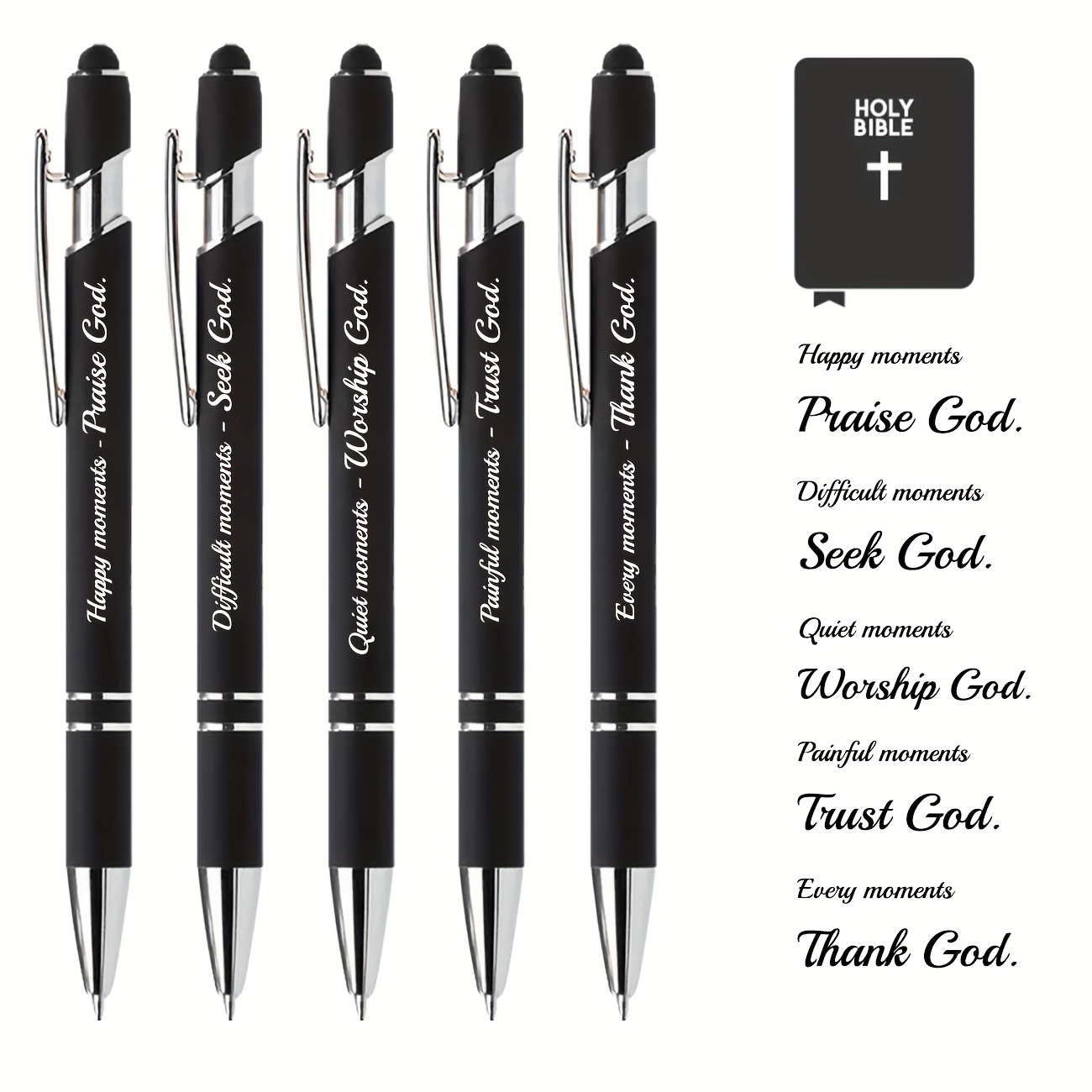 4 Pieces Bible Pens Inspirational Ballpoint Pens in Matching Gift