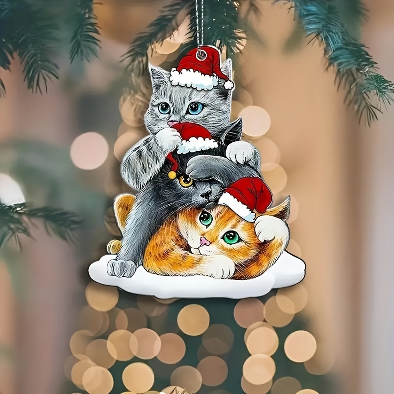 Niedlicher Katzen-Anhänger im Weihnachtsstil, Weihnachtsbaum