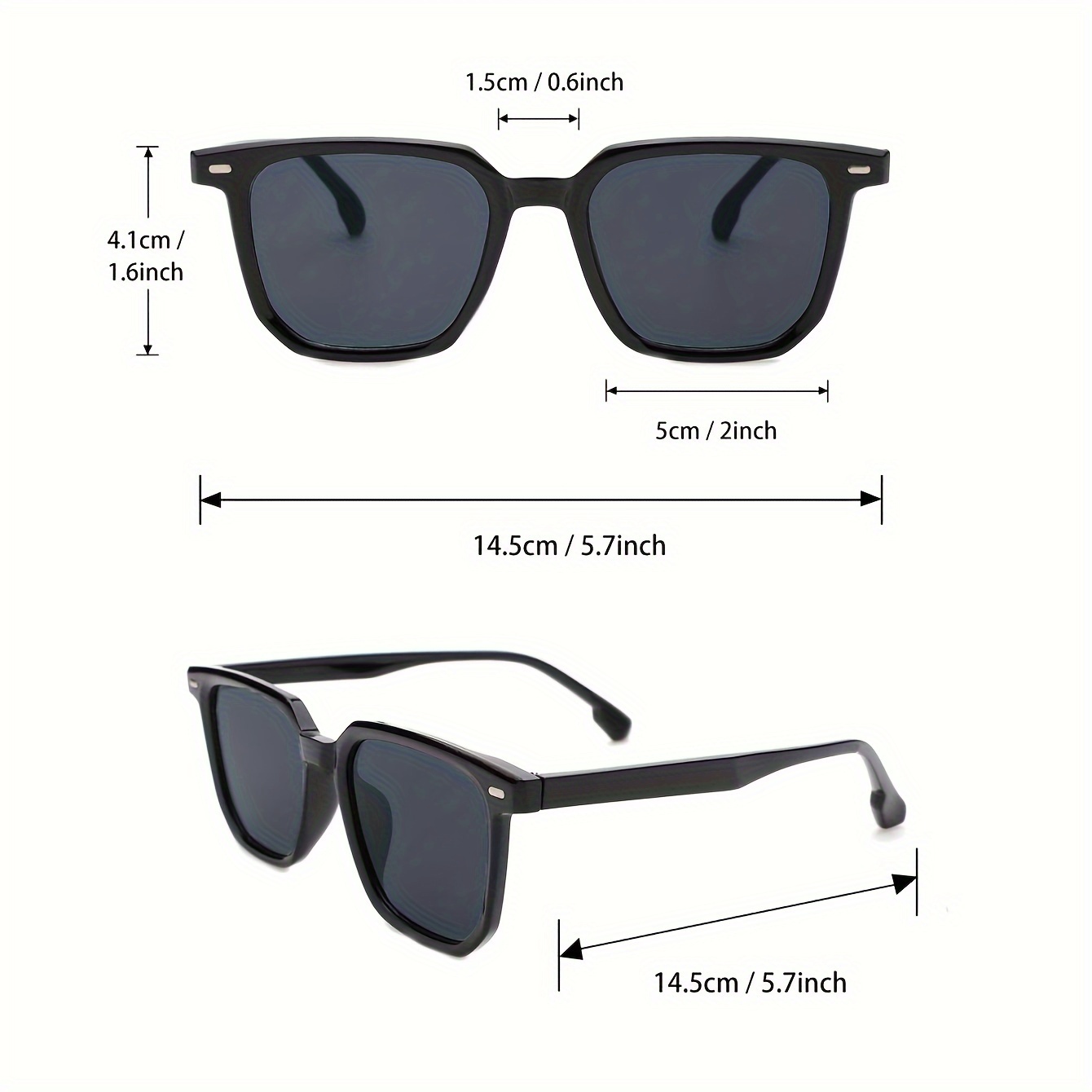 2pcs Men Square Frame Geometric frame black glasses Fashion