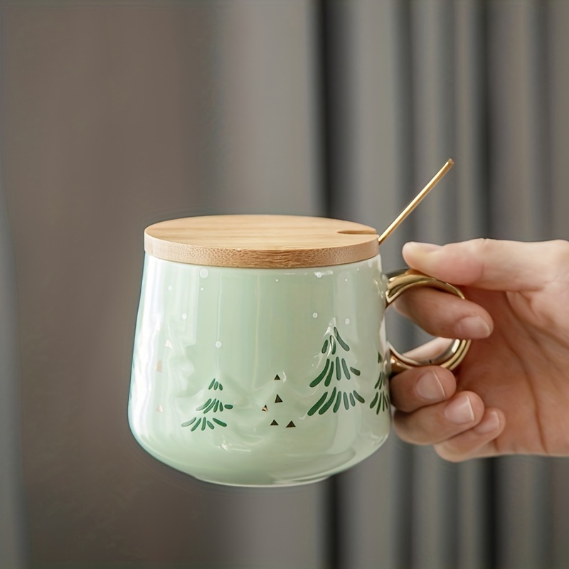Couple Coffee Mugs With Lids And Spoons Ceramic Coffee Cups - Temu