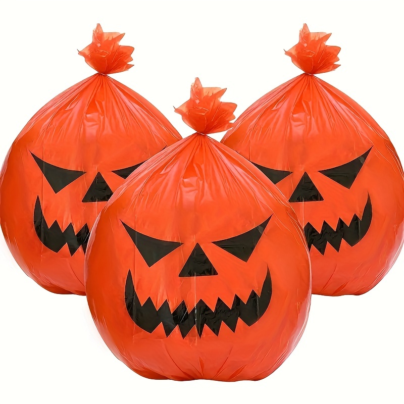 Halloween Large Pumpkin Lawn Bags Fall Plastic Leaf Trash - Temu