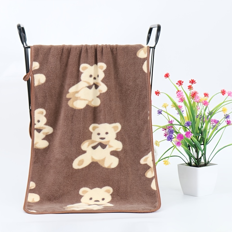 1pc Coffee Brown Plaid Patterned Towel For Face, Bath, Home Use, Made Of  Microfiber Coral Fleece, Quick Dry And Sweat-absorbent