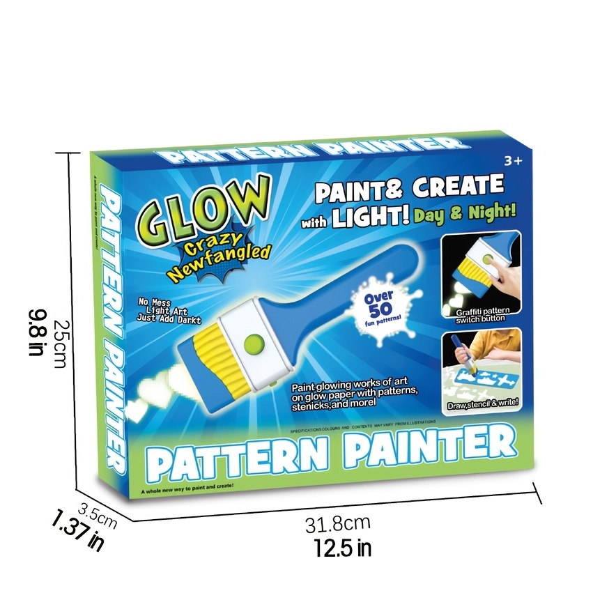 Amazing Painter Educational Light Painting Kit Fluorescent Magic Brush  Stencils Canvas - . Gift Ideas