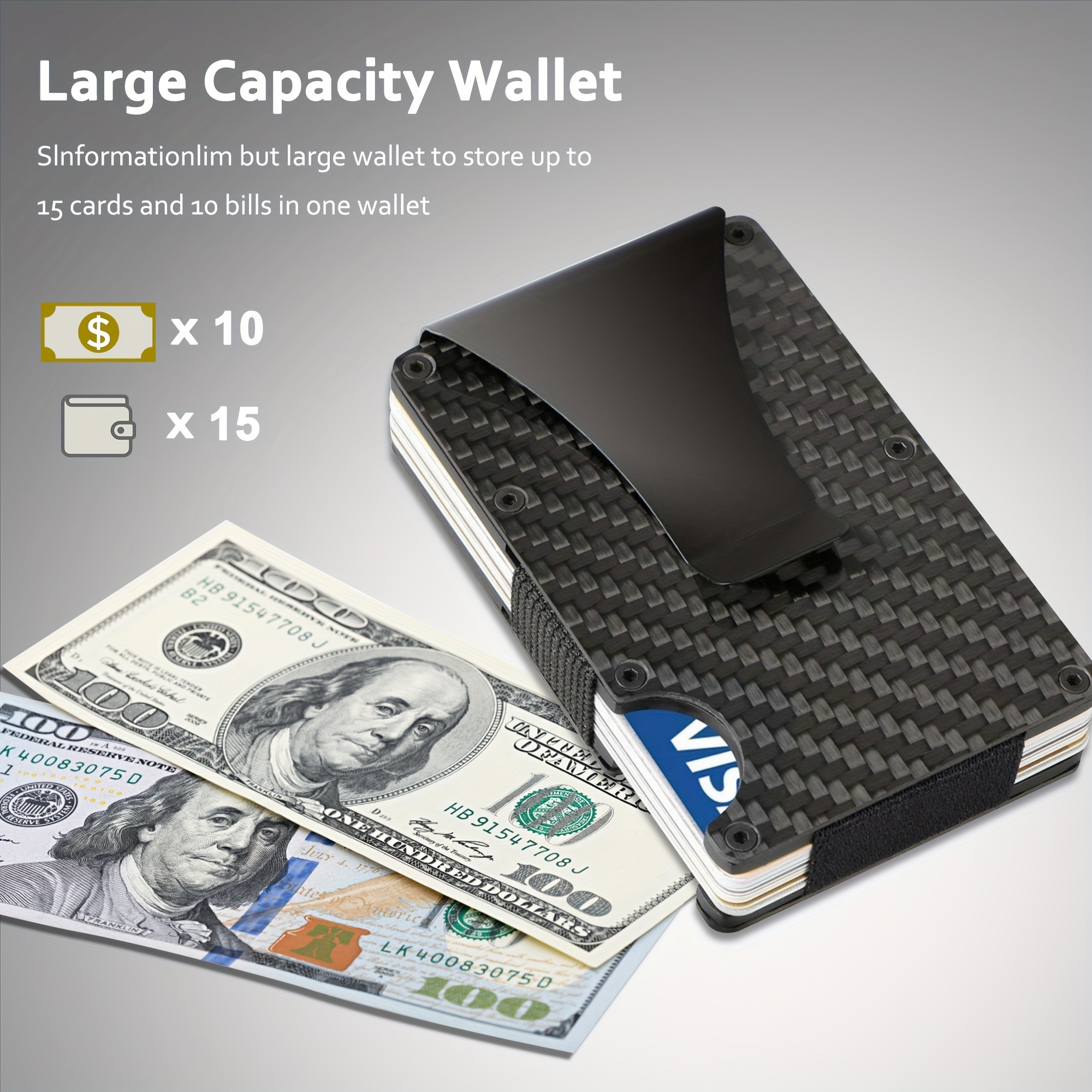 Multifunctional Carbon Fiber Men's Card Holder Metal Card Holder