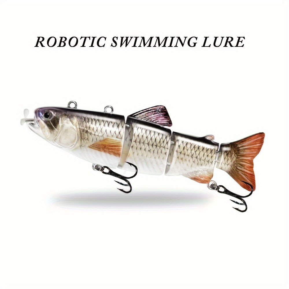Robotic Fishing Lure Auto Whopper Popper Electric Lure Bait Wobblers For  4-Segement Swimbait USB Rechargeable Flashing LED Light