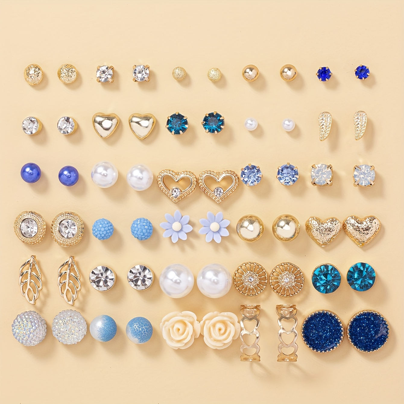 30 Pairs Stud Earrings Set For Women Girls