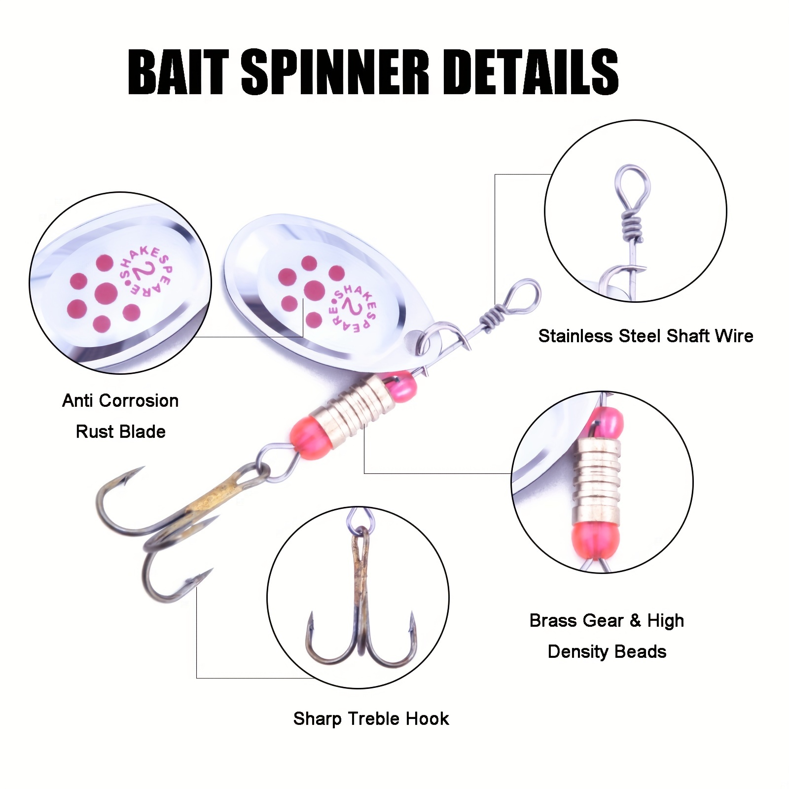 10PCS/Set Fishing Lure Metal Spinner Bait Spinnerbaits Spoon Trout Bass Lot  Kit