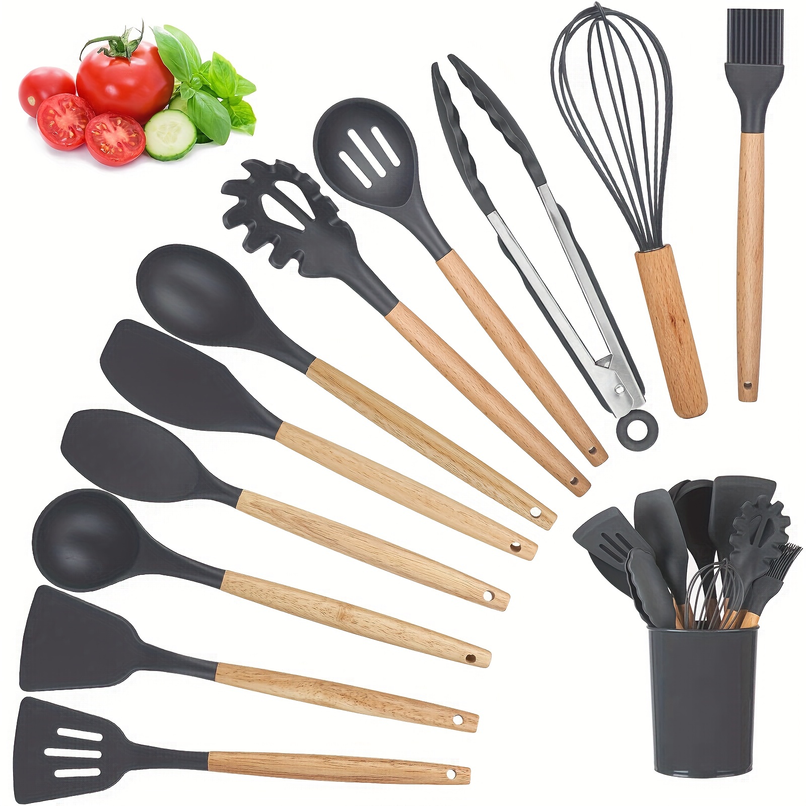 Silicone Kitchen Utensil Set Heat Resistant Cooking Tools - Temu