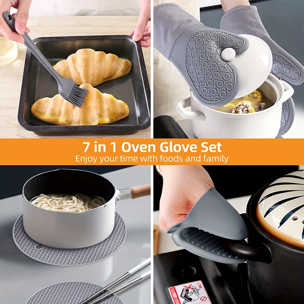 Cute Oven Mitts and Pot Pad Sets Non-Slip Potholders Kitchen Heat Resistant  for Kitchen Non-Slip Potholders Kitchen Heat Resistant Hot Pads Cute Oven  Mitts and Pot Pad Sets Cute Heat Resistant 8 