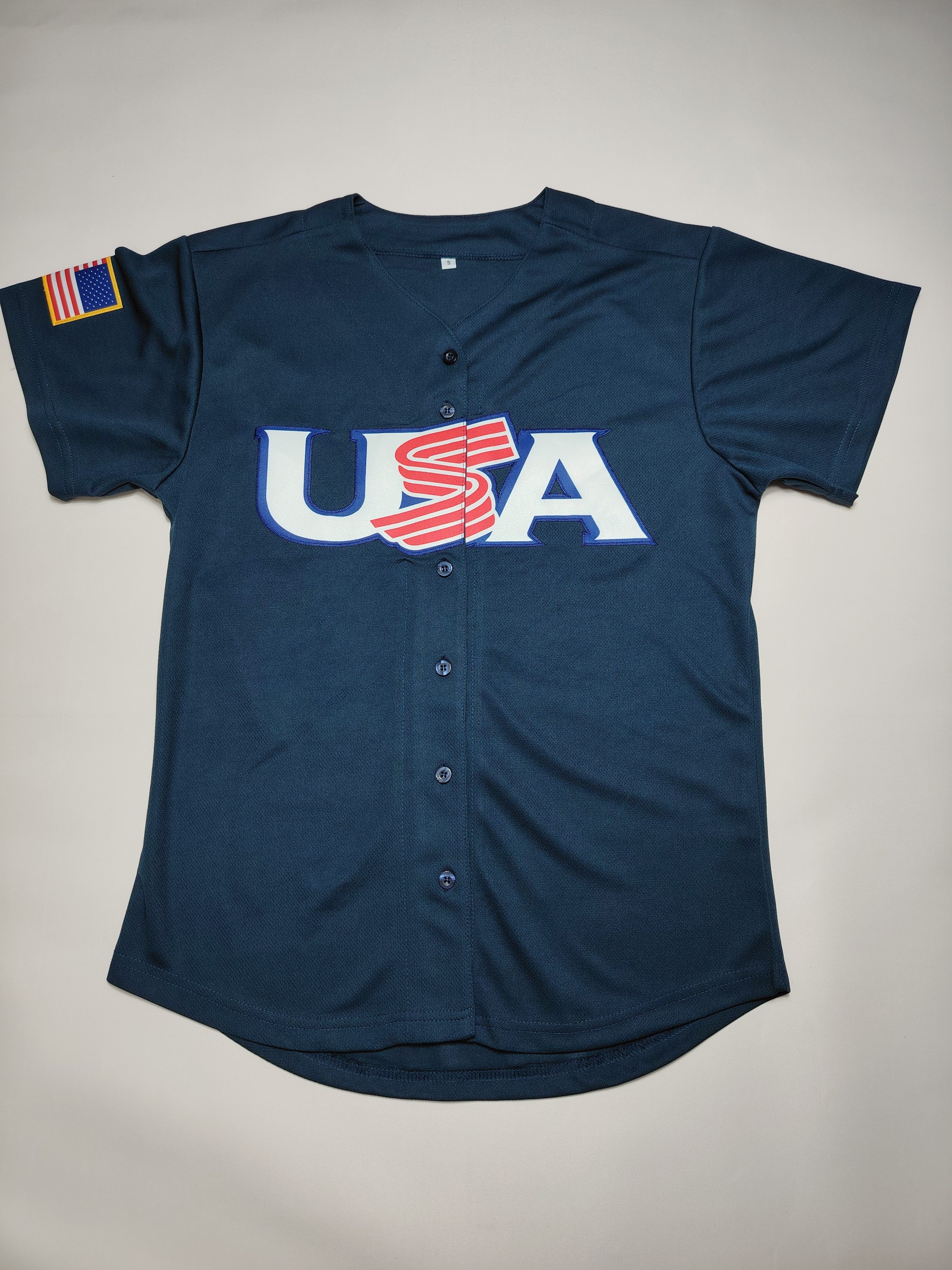 Camiseta Feminina De Beisebol EUA Com Estampa De Letras Listrada